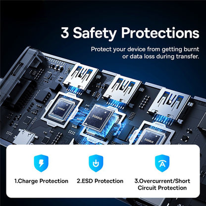 Hub USB-C Baseus UltraJoy, 4 x USB-A 3.0 - 1 x USB-C - 1 x HDMI - 1 x VGA, Gri B00052803811-01