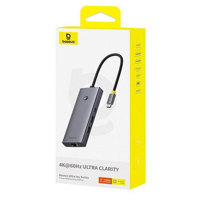 Hub USB-C Baseus UltraJoy, 3 x USB-A 3.0 - 1 x USB-C - 1 x HDMI - 1 x SD - 1 x microSD, Gri B00052803811-03