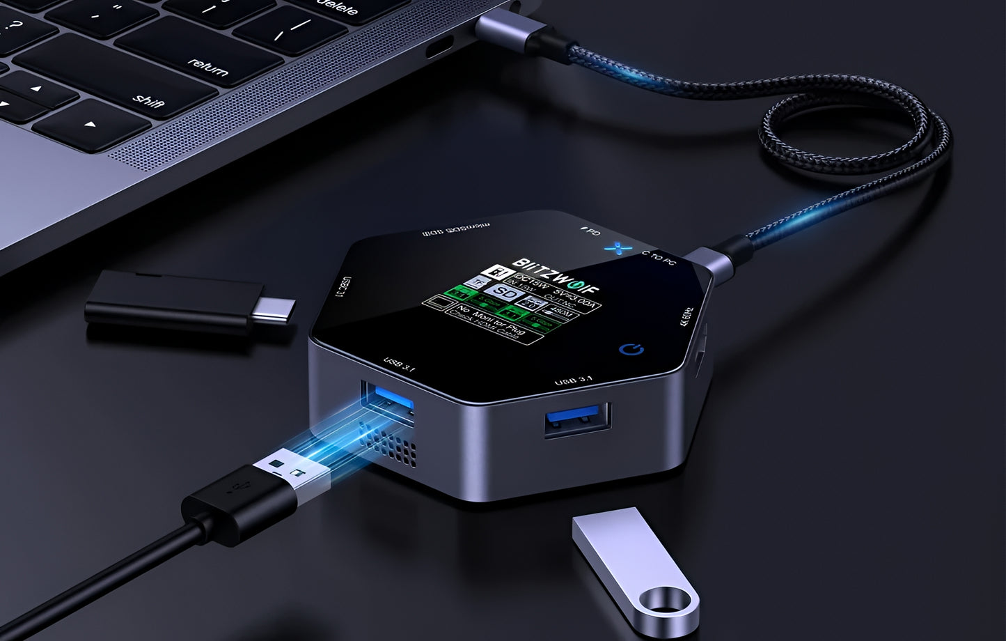Hub USB-C BlitzWolf BW-TH16, 8 en 1, Gris