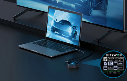 Hub USB-C BlitzWolf BW-TH16, 8 en 1, Gris