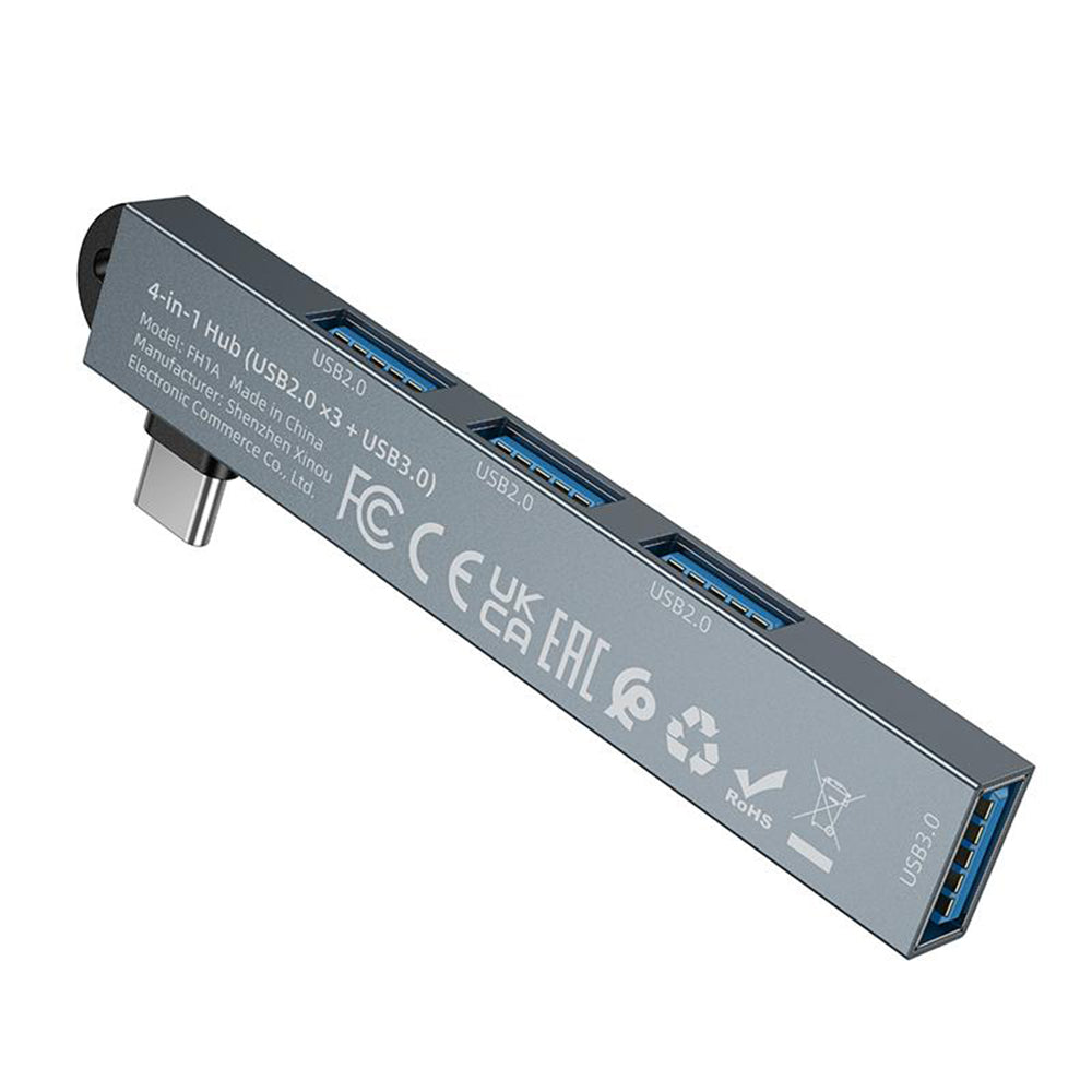 Hub USB-C Borofone FH1A, 4 en 1, Gris