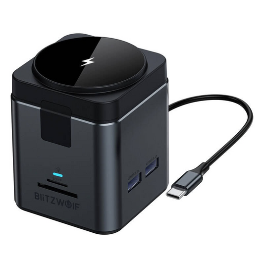 Hub USB-C avec charge sans fil QI BlitzWolf BW-TH17, 9 en 1, Noir