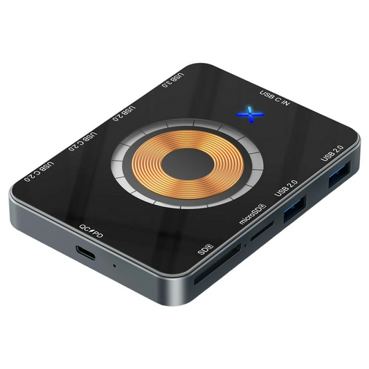 USB-C Hub mit QI Wireless Charging OEM YC7209, 10in1, Grau