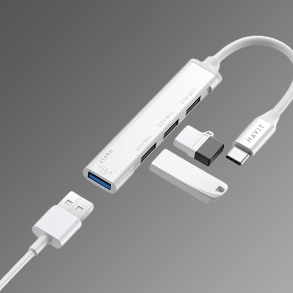 Hub USB-C HAVIT HB41, 4 en 1, Argenté