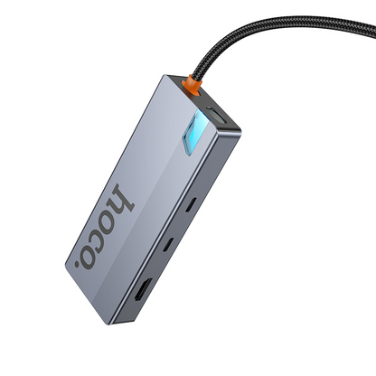 USB-C Hub HOCO HB52, 2 x USB-A 3.0 - 2 x USB-C - 1 x HDMI - 1 x RJ45 - 1 x SD - 1 x microSD, Grau