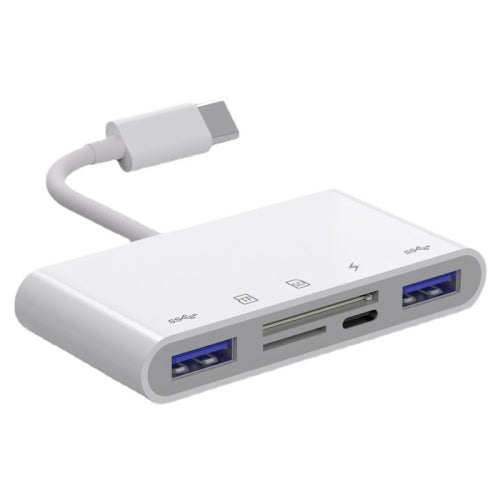 Hub USB-C OEM NK-1032TC, 2 x USB-A - 1 x USB-C - 1 x SD - 1 x microSD, blanc 