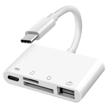 Hub USB-C OEM NK108LTC, 1 x USB-A - 1 x USB-C - 1 x SD - 1 x microSD, Blanc 