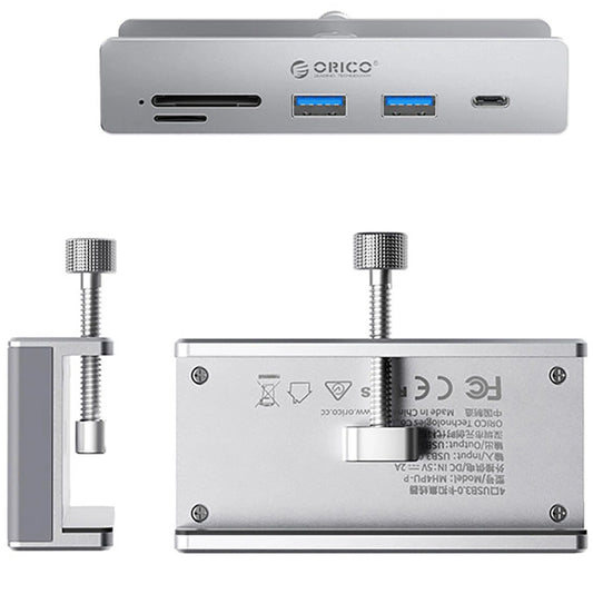Hub USB-C Orico MH5PC Clamp, 2 x USB-A 3.2 - 1 x USB-C - 1 x SD - 1 x microSD, Zilver