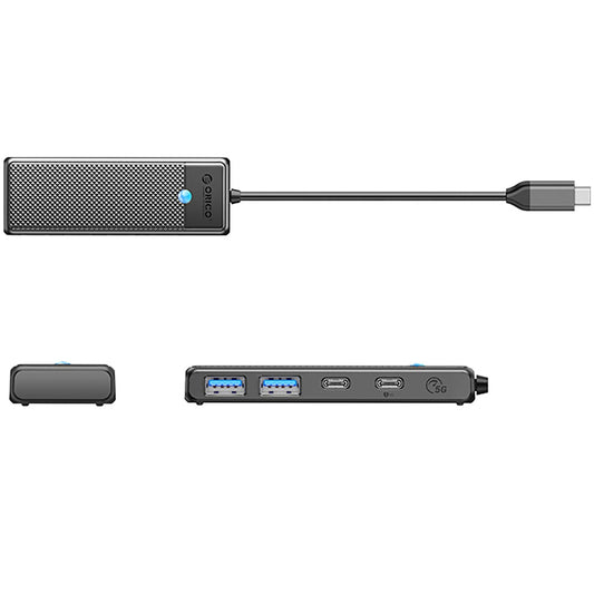 Hub USB-C Orico PAPW2AC-C3, 2 x USB-A 3.0 - 2 x USB-C, Zwart