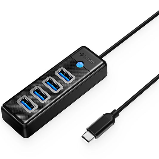 Hub USB-C Orico PW4U-C3, 4 x USB-A 3.0, Zwart