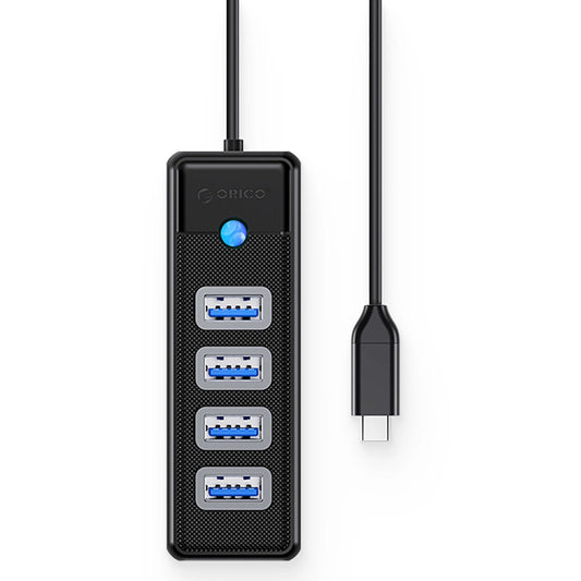 Hub USB-C Orico PW4U-C3, 4 x USB-A 3.0, Zwart
