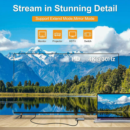 Hub USB-C Techsuit H1 NetBridge, 5en1, Gris