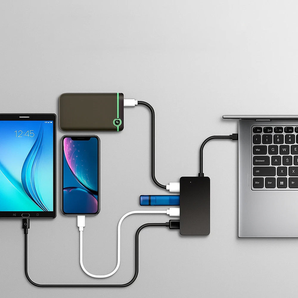 Hub USB-C Techsuit H16 QuantumNode, 4in1, Zwart