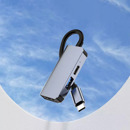 Hub USB-C Techsuit H4 TurboChargeX, 3 en 1, Gris