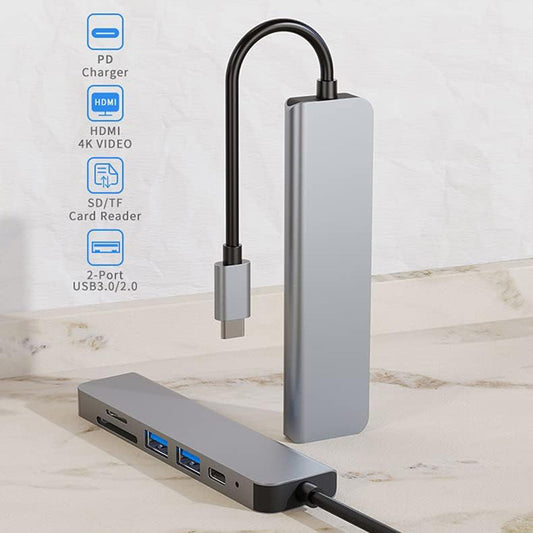 USB-C Hub Techsuit H5 TurboChargeX, 6in1, Grau