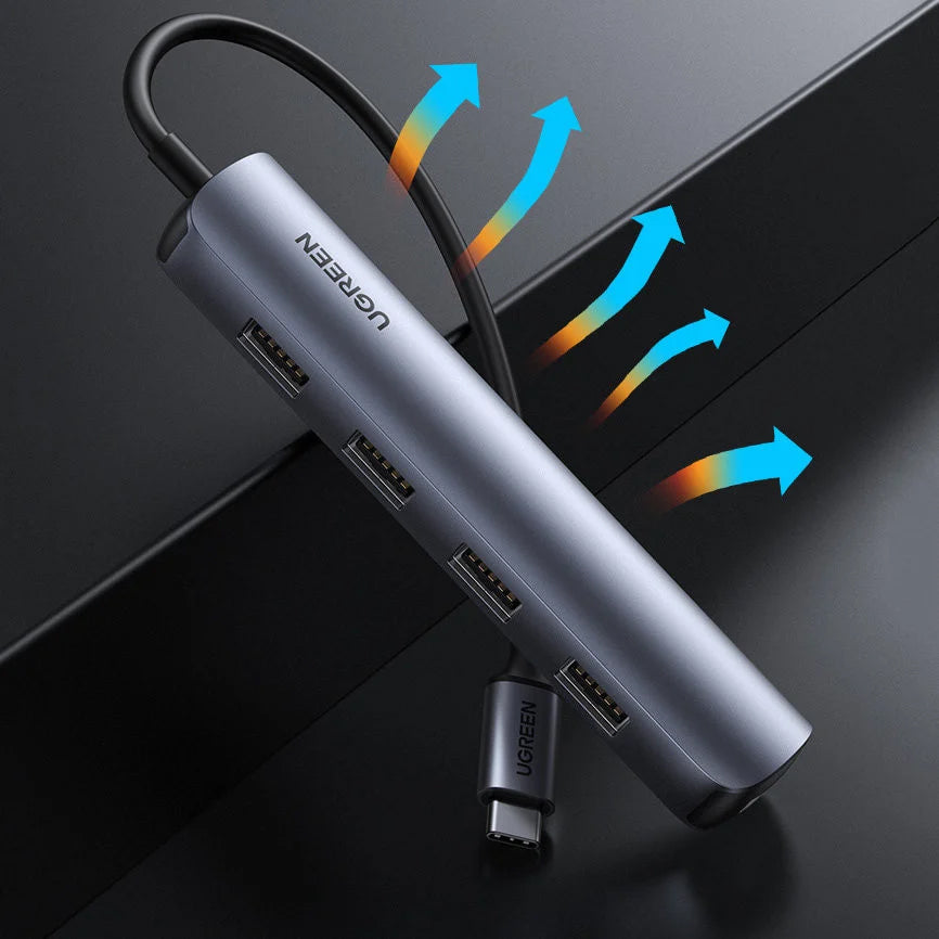 UGREEN CM417 USB-C Hub, 4 x USB-A 3.2 - 1 x HDMI, Gray