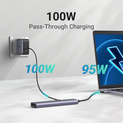 UGREEN CM478 USB-C Hub, 1 x USB-A 3.0 - 2 x USB-A - 1 x USB-C - 1 x HDMI, Grau