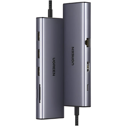Hub USB-C UGREEN CM498 (15600), 3 x USB-A 3.0 - 1 x USB-C - 1 x HDMI - 1 x VGA - 1 x RJ45 - 1 x SD - 1 x microSD, Gri