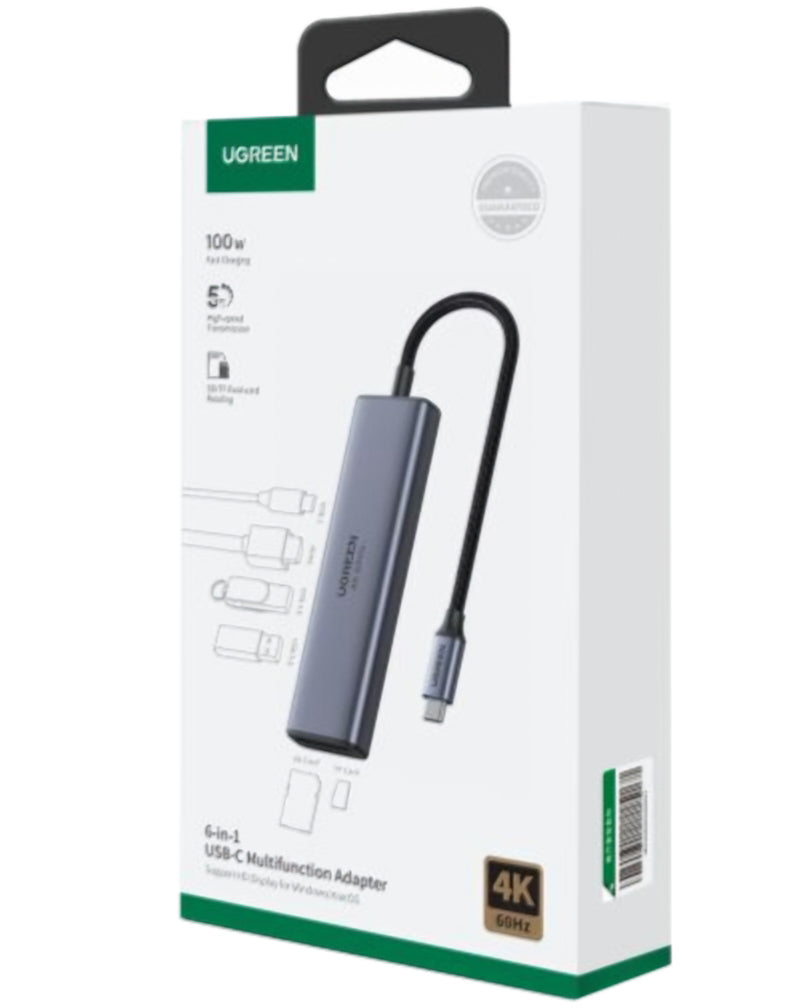 Hub USB-C UGREEN CM511 (60384), 2 x USB-A 3.0 - 1 x USB-C - 1 x HDMI - 1 x SD - 1 x microSD, Grau