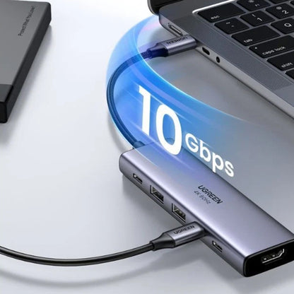 Hub USB-C UGREEN CM511 (35999), 2 x USB-A 3.2 - 3 x USB-C - 1 x HDMI, Gris