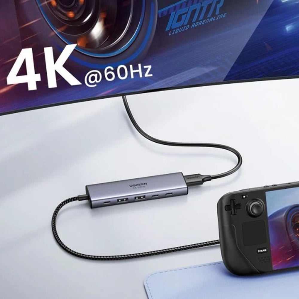 Hub USB-C UGREEN CM511 (35999), 2 x USB-A 3.2 - 3 x USB-C - 1 x HDMI, Gris