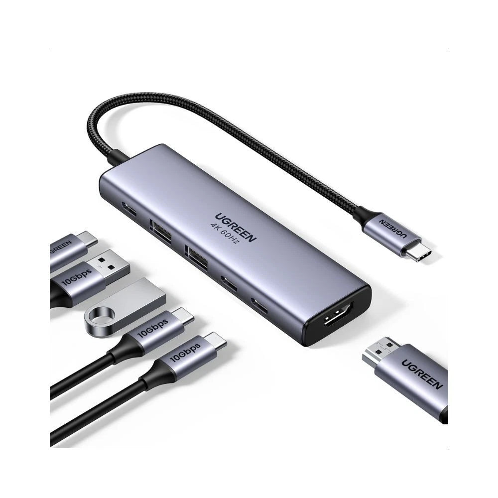 Hub USB-C UGREEN CM511 (35999), 2 x USB-A 3.2 - 3 x USB-C - 1 x HDMI, Gris