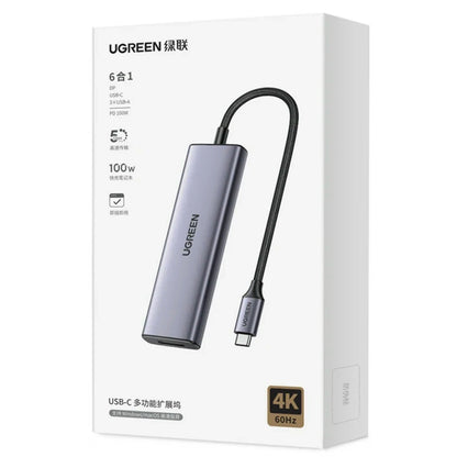 Hub USB-C UGREEN CM511 (75642), 6in1, Grau