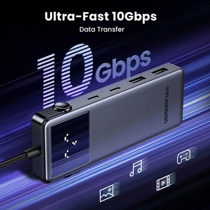 Hub USB-C UGREEN CM888 Uno, 2 x USB-A 3.2 - 3 x USB-C - 1 x HDMI, Gri
