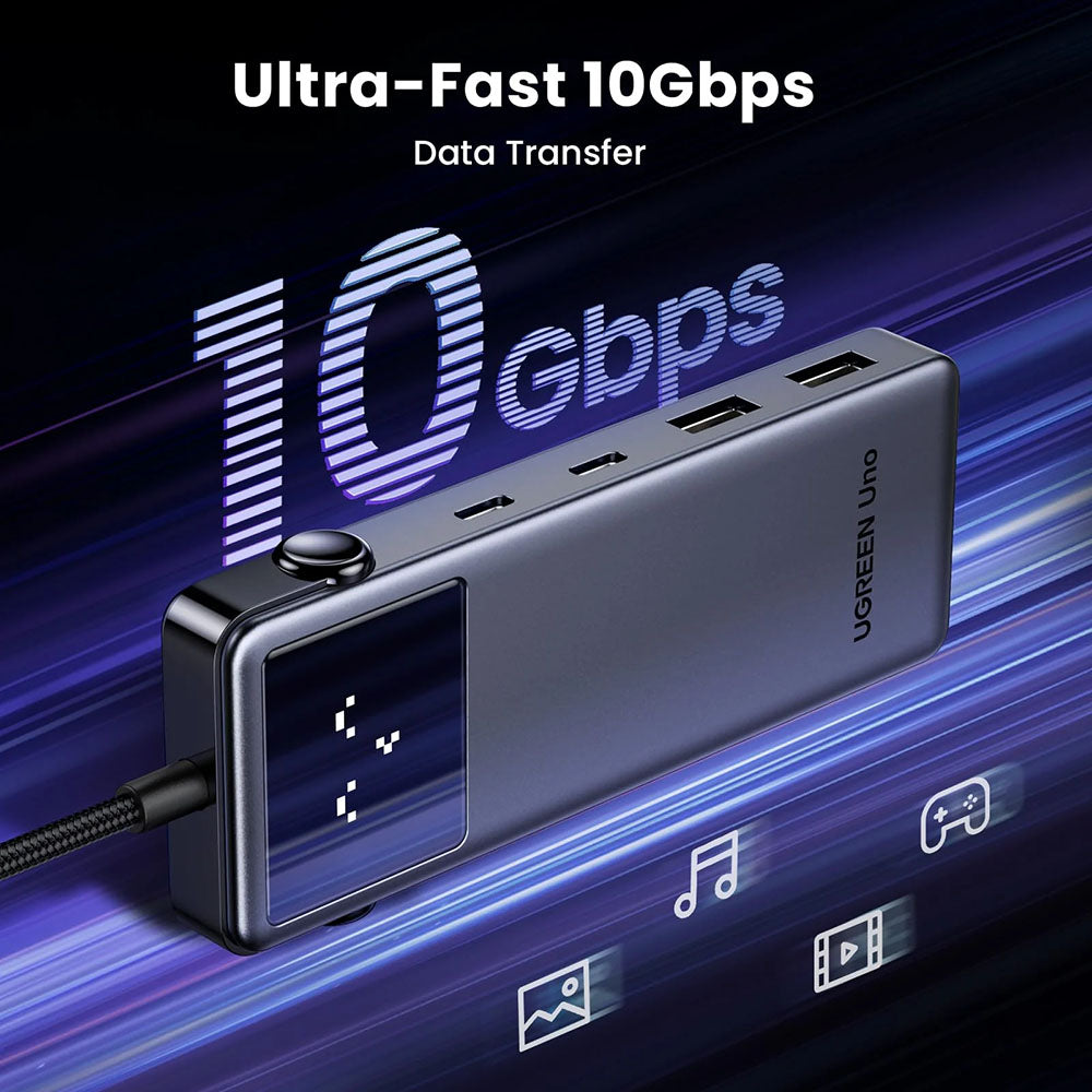 USB-C Hub UGREEN Uno (75177), 2 x USB-A 3.2 - 3 x USB-C - 1 x HDMI, Grau