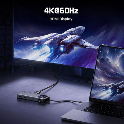 USB-C Hub UGREEN Uno (75177), 2 x USB-A 3.2 - 3 x USB-C - 1 x HDMI, Grau