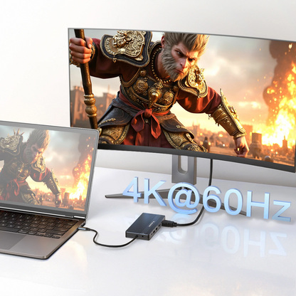 Hub USB-C WZK WDS03Y5S, 1 x USB-A 3.1 - 2 x USB-A - 5 x USB-C - 2 x HDMI - 1 x Jack 3.5mm - 1 x RJ45 - 1 x SD - 1 x microSD, Gris