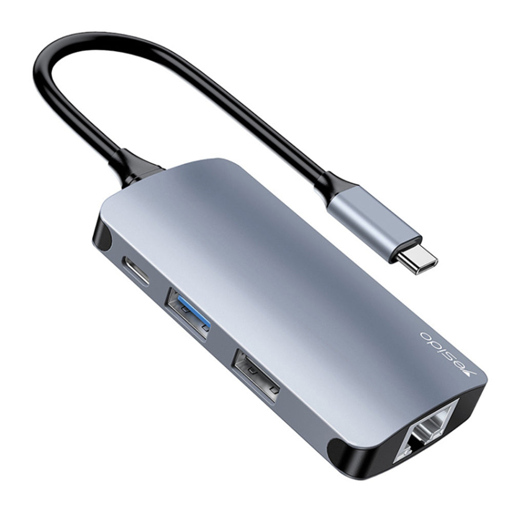 Hub USB-C Yesido HB15, 6en1, Gris