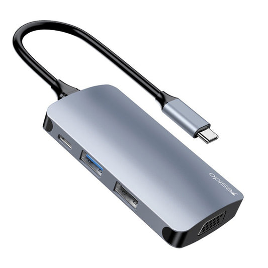 Hub USB-C Yesido HB16, 7en1, Gris