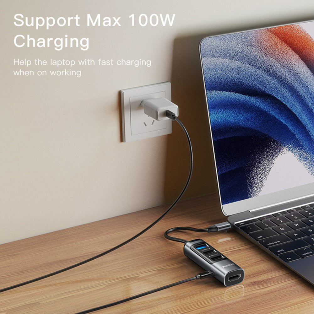 USB-C Hub Yesido HB22, 5in1, Grijs