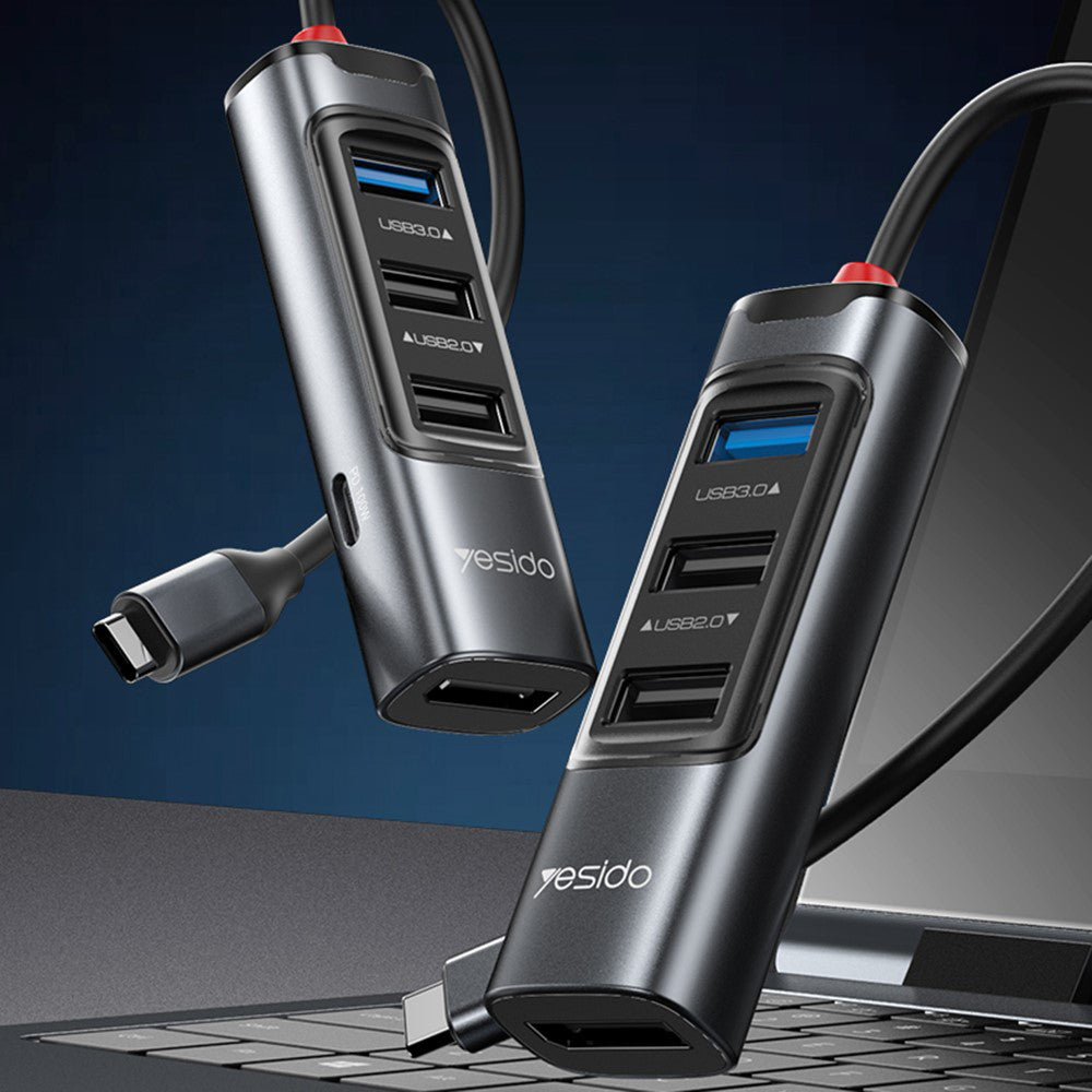 USB-C Hub Yesido HB23, 5in1, Grijs