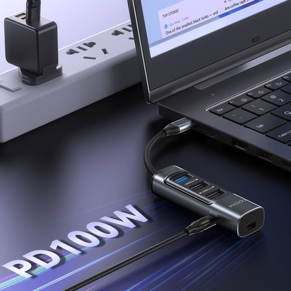USB-C Hub Yesido HB24, 5in1, Grijs