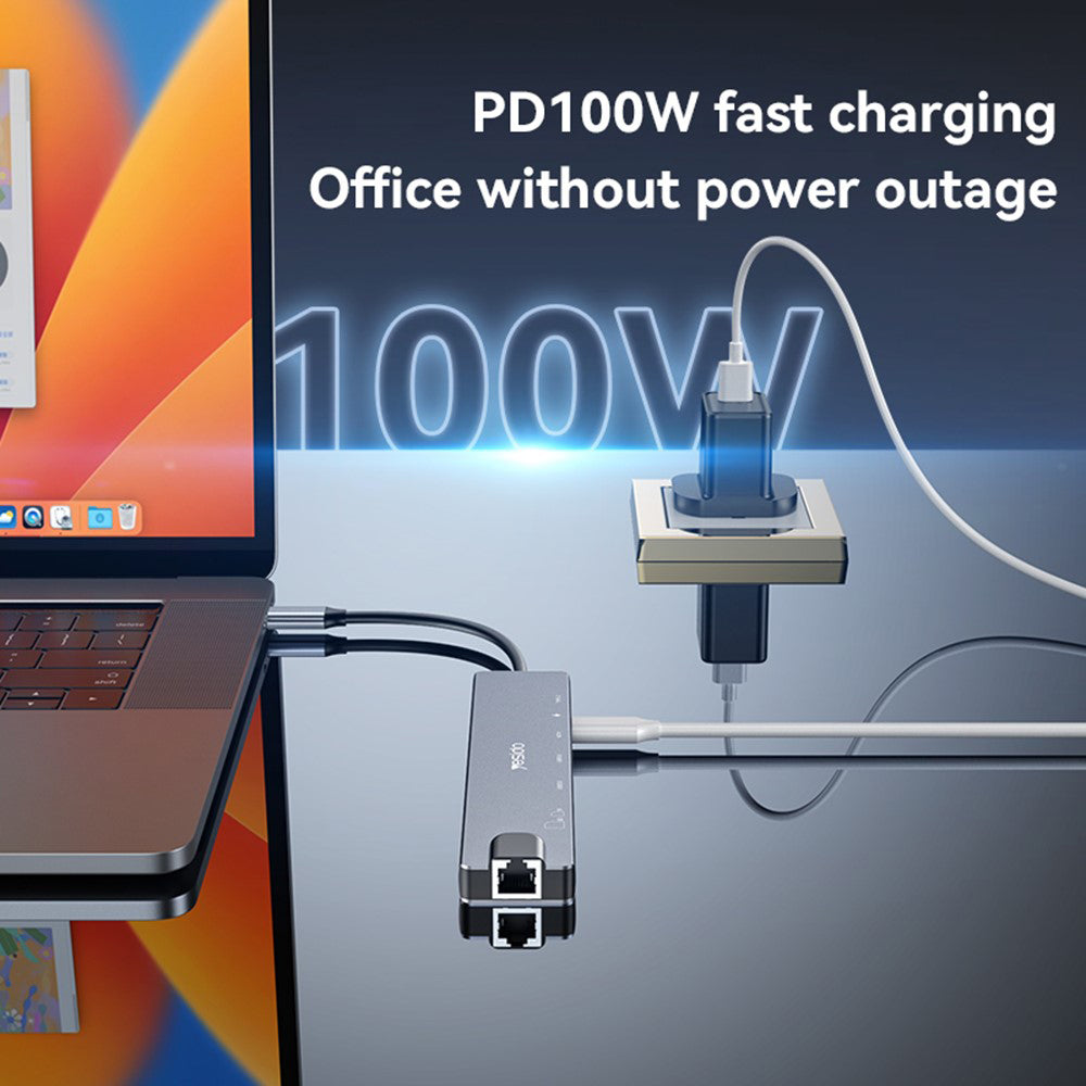 Hub USB-C Yesido HB27, 8en1, Gris