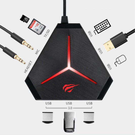 Hub USB HAVIT H95, 10in1, Schwarz