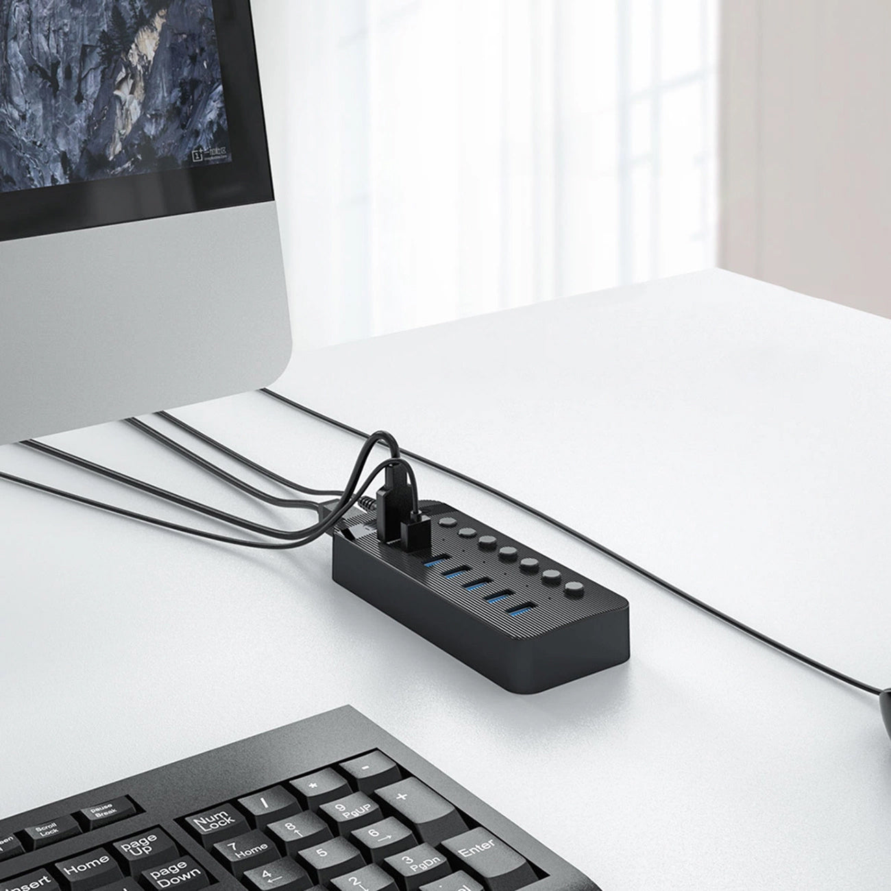 USB-Hub Orico CT2U3-7AB, 7 x USB-A 3.0, Schwarz
