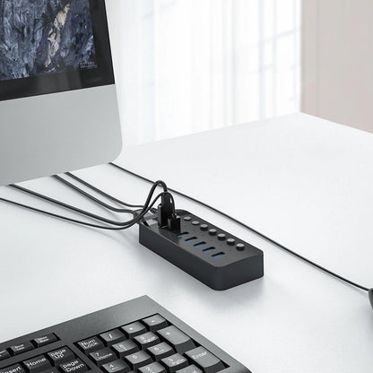 USB-Hub Orico CT2U3-7AB, 7 x USB-A 3.0, Schwarz