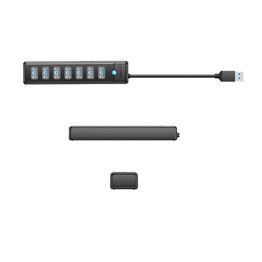 USB-hub Orico PW7U-U3, 7 x USB-A 3.0 - 1 x USB-C, Zwart