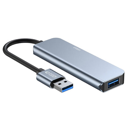 USB Hub Tech-Protect V0, 3 x USB-A 3.0 - 1 x USB-A - 1 x USB-C, Grijs