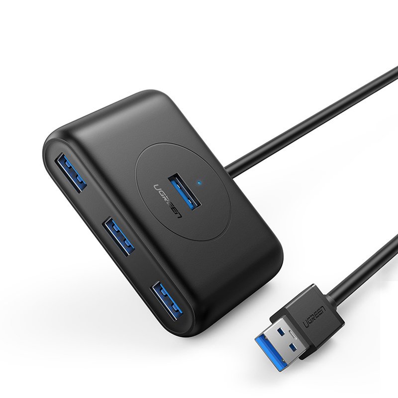 Hub USB UGREEN CR113, 4 x USB-A 3.0, 1m, Zwart