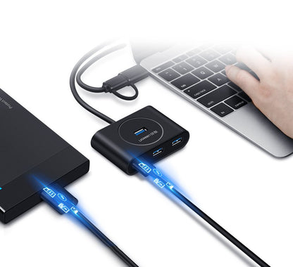 Hub USB UGREEN CR113, 4 x USB-A 3.0, 1m, Zwart
