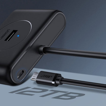 Hub USB UGREEN CR113, 4 x USB-A 3.0, 1m, Zwart