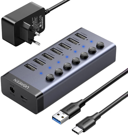 UGREEN CM481 USB-hub, 7 x USB-A 3.0, Grijs