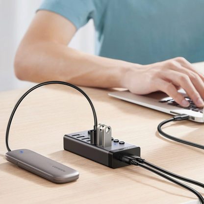 UGREEN CM481 USB-hub, 7 x USB-A 3.0, Grijs