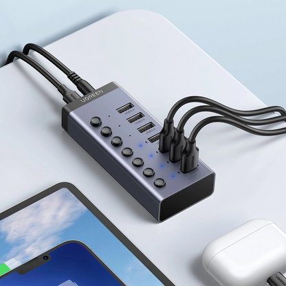 UGREEN CM481 USB-hub, 7 x USB-A 3.0, Grijs