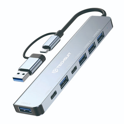 USB / USB-C Hub Techsuit H6 DataBridge, 7in1, Grau