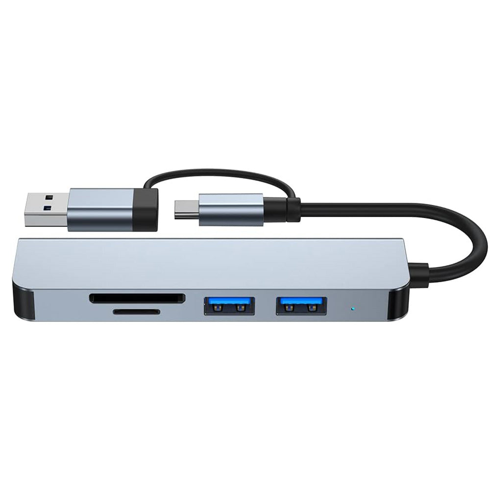 Hub USB / USB-C Techsuit H7 DataBridge, 5en1, Gris